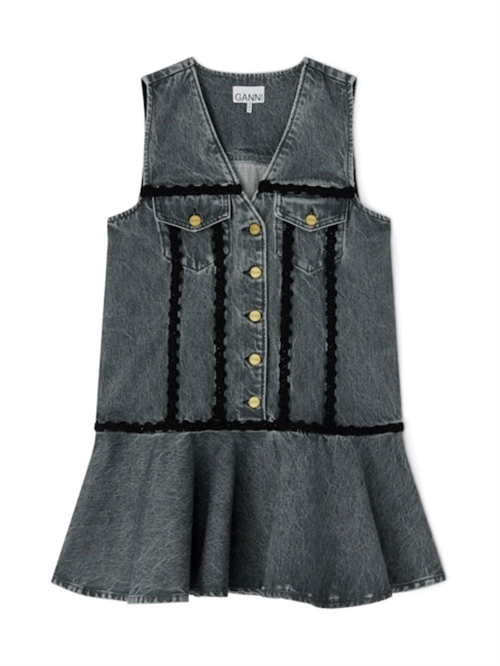 GANNI A1030102 DENIM KJOLE M/BLONDE SLATE GREY